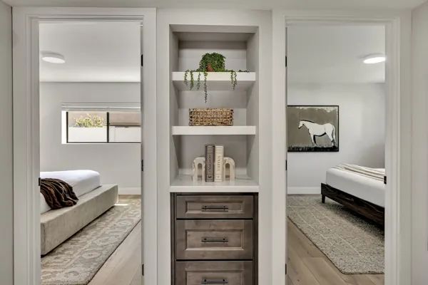 Explore this elegant bedroom showcasing modern real estate photography in Scottsdale, AZ, perfect for highlighting urban living aesthetics.
