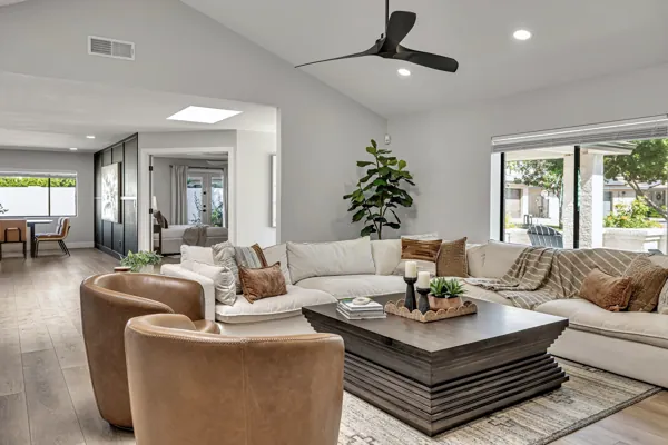 Explore the modern living room setting in this stunning Scottsdale, AZ home, showcasing high-quality real estate photography and stylish interior design.